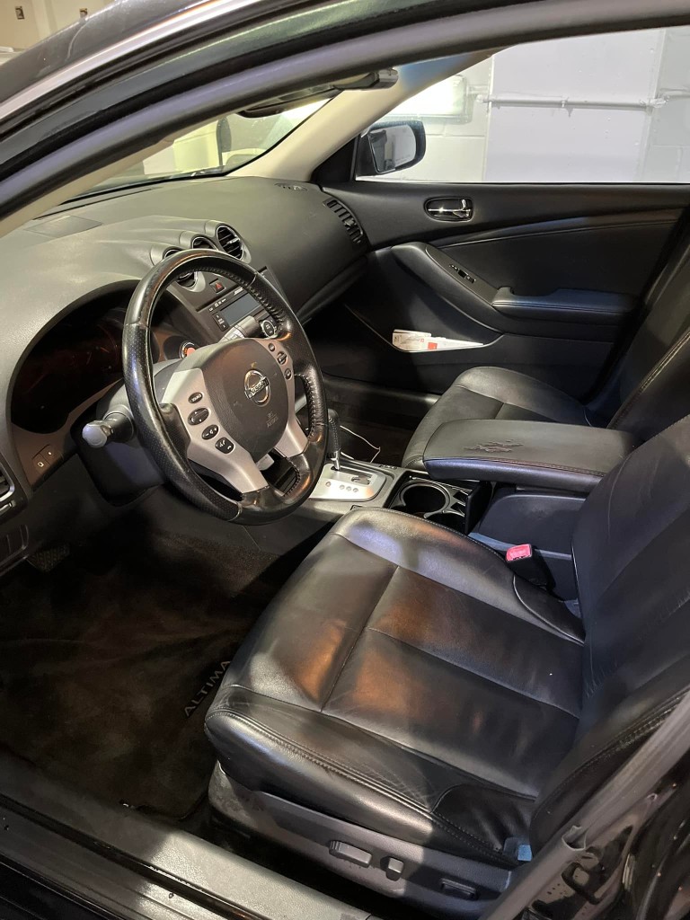 Brown leather interior detailing